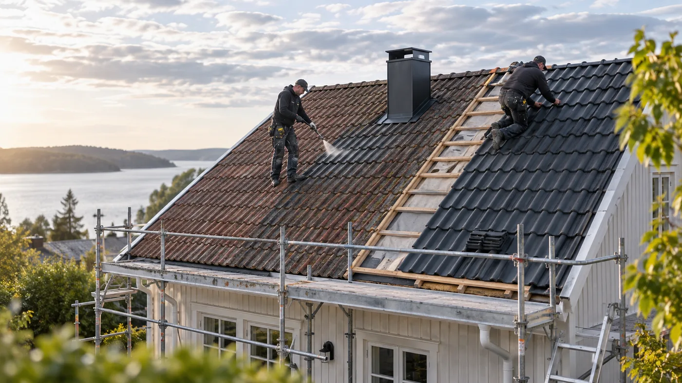 takmalning eller takbyte nar racker underhall och nar kravs byte i en realistisk svensk bygg- och renoveringsmiljö